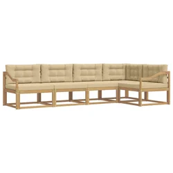 Set vanjskih sofa s jastukom 4 pcs Bijela i bež Poliester