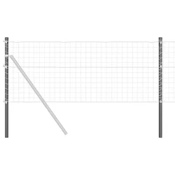 Stup za ogradu 2 pcs Siva 50 cm Čelik s praškastim premazom