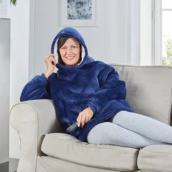 Huggle Hoodie – Kombinacija Dukserice i Ćebeta - Plava