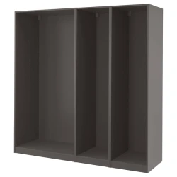 PAX 3 okvira garderobera, tamnosiva, 200x58x201 cm
