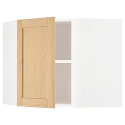 METOD Ugaoni zidni element s policama, bela/Forsbacka hrastovina, 68x60 cm