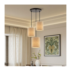 Brilagi - Luster na sajli NORDIC WAVE 3xE27/15W/230V prečnik 38 cm lan/crna