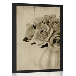 Plakat vrtnice v sepia varianti - 60x90 white