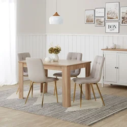 Homestyle4U Jedilni komplet, 120x80 cm, rjava, krem