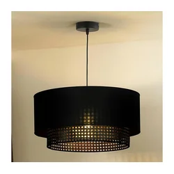 Duolla - Viseći luster na sajli BOHO RATTAN 1xE27/15W/230V, prečnik 45 cm, crna