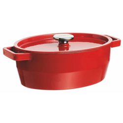LITOŽELEZNA POSODA S POKROVOM PYREX 4L, 29X21CM, RDEČA