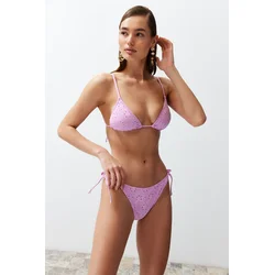 Trendyol Pink Triangle Tie Premium Fabric Regular Bikini Set