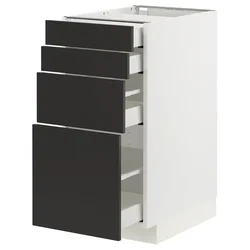 METOD / MAXIMERA Podni element 4 fronta/4 fioke, bela/Nickebo boja antracita, mat, 40x60 cm