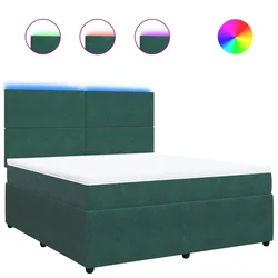 Vidaxl Box spring postelja z vzmetnico temno zelena 180x200 cm žamet