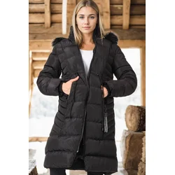 Z6758 DEWBERRY WOMENS COAT-PLAIN BLACK