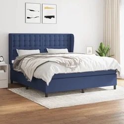 Den Box spring postelja z vzmetnico modra 180x200 cm blago