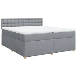 Vidaxl Box spring postelja z vzmetnico svetlo siva 200x200 cm blago