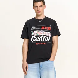 Cropp - Crna majica s printom Castrol - CRNO