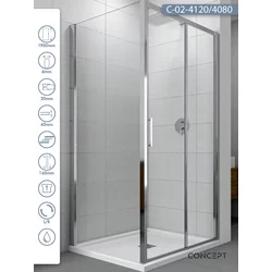 CONCEPT Tuš kabina Atlas, Providno staklo 6mm, Srebrni ram, 120x80x195cm
