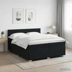 vidaXL Postelja boxspring z vzmetnico Črna 200 x 200 cm Blago