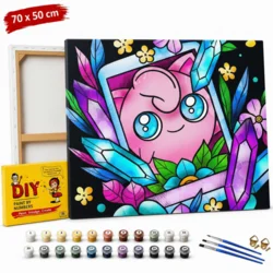 shumee Slika Pokemon Jigglypuff po številkah z okvirjem 70x50 cm