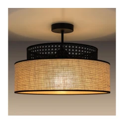 Nadgradni lestenec BOHO 1xE27/60W/230V črna/ratan