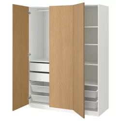PAX / STORKLINTA Kombinacija garderobera, bela/im. hrastovine, 150x60x201 cm