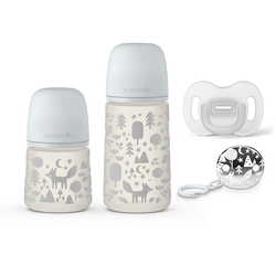 Suavinex Set Flašica 270Ml + 150Ml Varalica 0/6M + Klipsa Sivi Fox