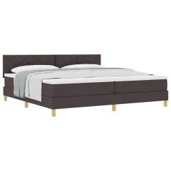 Vidaxl Postelja z vzmetnico z blazino Temno rjava 200 x 200 cm blago