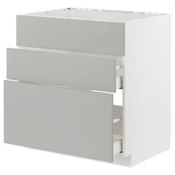 METOD / MAXIMERA Pod.element sudop. i 3front/2fioke, bela/Havstorp svetlosiva, 80x60 cm