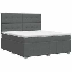 vidaXL Postelja boxspring z vzmetnico Temno siva 140 x 190 cm Blago