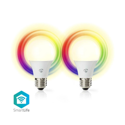 Nedis WIFILRC20E27 - SET 2xLED RGBW prigušiva sijalica E27/9W Wi-Fi 2700-6500K