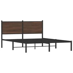 Vidaxl Kovinski posteljni okvir brez vzmetnice rjavi hrast 137x190cm