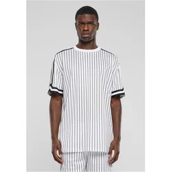 Mens Oversized Striped Mesh Tee T-Shirt - white/black