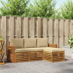 Set vanjskih sofa s jastukom 4 pcs Prirodna i bež