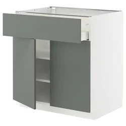 METOD / MAXIMERA Podni element s fiokom/2 vrata, bela/Nickebo mat sivozelena, 80x60 cm