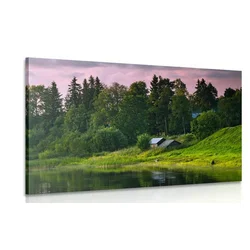 Slika pravljične hiške pri reki - 150x100