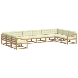 Set vanjskih sofa s jastukom 10 pcs Bijela i krem