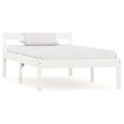 Vidaxl Posteljni okvir bel iz trdne borovine 90x200 cm