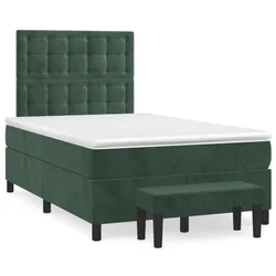 Vidaxl Box spring postelja z vzmetnico temno zelena 120x200 cm žamet