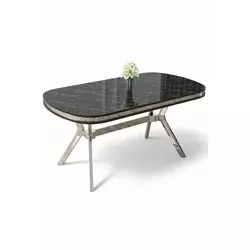 HANAH HOME Trpezarijski sto Olya Black Marble Chrome