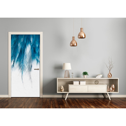 tulup.si Samolepilni tapete na vratih Modre perje 85x205 cm