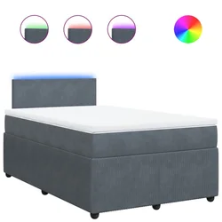 Vidaxl Box spring postelja z vzmetnico temno siv 120x190 cm žamet