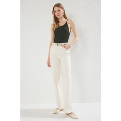Trendyol Ecru High Waist Wide Leg Jeans