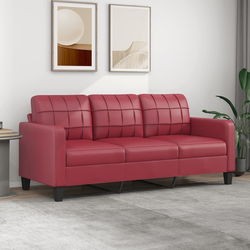 vidaXL Kavč trosed vinsko rdeč 180 cm umetno usnje