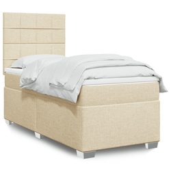 VIDAXL Box spring postelja z vzmetnico krem 90x190 cm blago