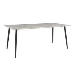 Miza Denton 1203 Beli marmor, Črna, 76x80x120cm, MDF plošča, Kovina