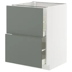 METOD / MAXIMERA Pod.element, 2fronta/2vis.fioke, bela/Nickebo mat sivozelena, 60x60 cm