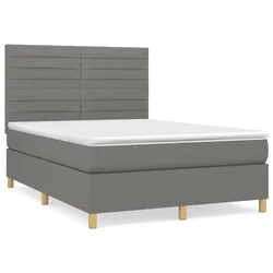 Vidaxl Box spring posteljni z vzmetnico temno siv 140x190 cm blago