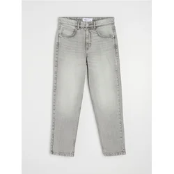 Sinsay - Pamučne mom fit comfort farmerke sa ispranim efektom - sivo