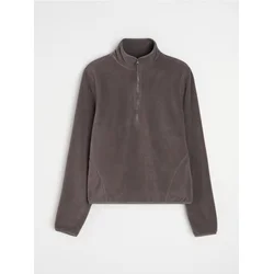 Sinsay - Flis half-zip dukserica sa stojećom kragnom - tamno siva
