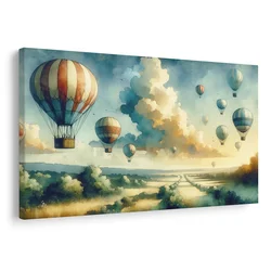 Slika polet balonov nad pokrajino - 60x40