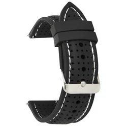 Silikonski kaiš - SK22.29 Crna boja sa belim štepom 22mm