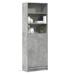 Visoka komoda LED siva betona 69x32,5x200 cm konstruirano drvo