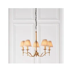 Endon 63627 - Luster na lancu STANFORD 5xE14/40W/230V mesing/bež